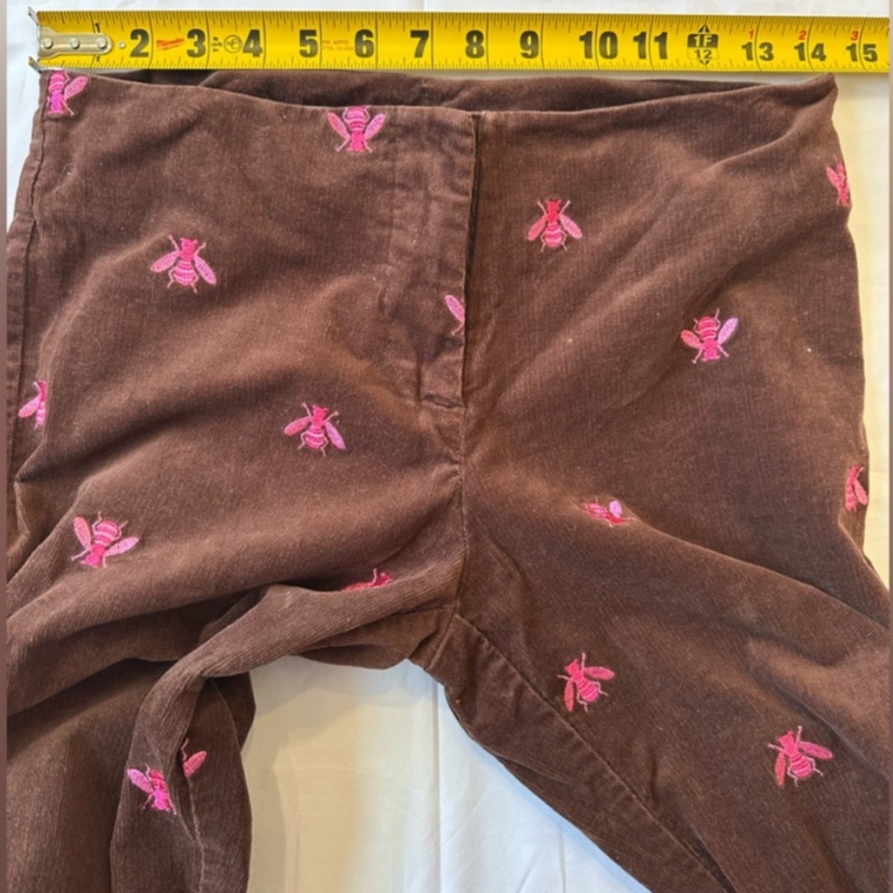 Vintage Lilly Pulitzer Embroidered Pink Bee Brown Corduroy Pants Cottagecore Y2K - Picture 7 of 8